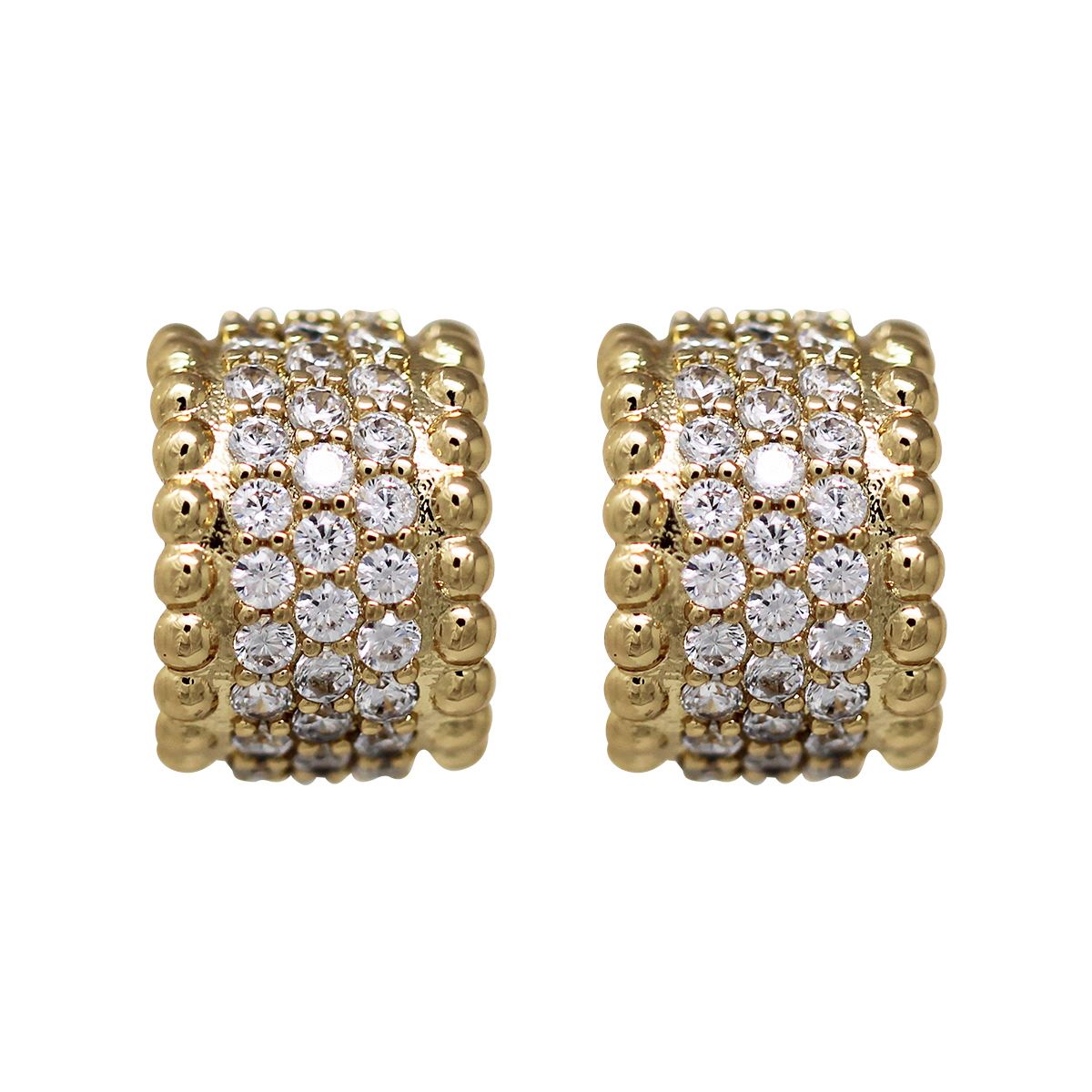 Aretes Tipo Botón Detalle Pavonado Zirconias Napier