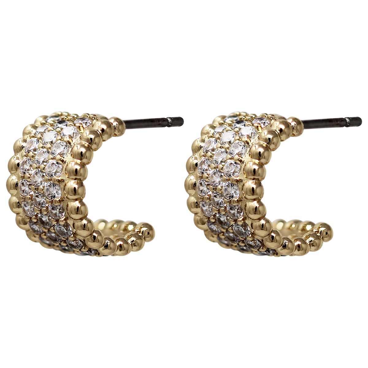 Aretes Tipo Botón Detalle Pavonado Zirconias Napier