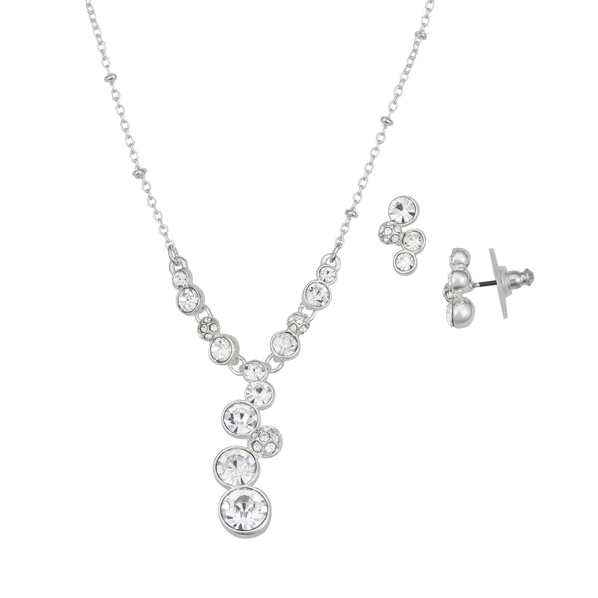 Set Collar Corto Cadena Sencilla con Aretes Tipo Botón Formas Circulares Napier