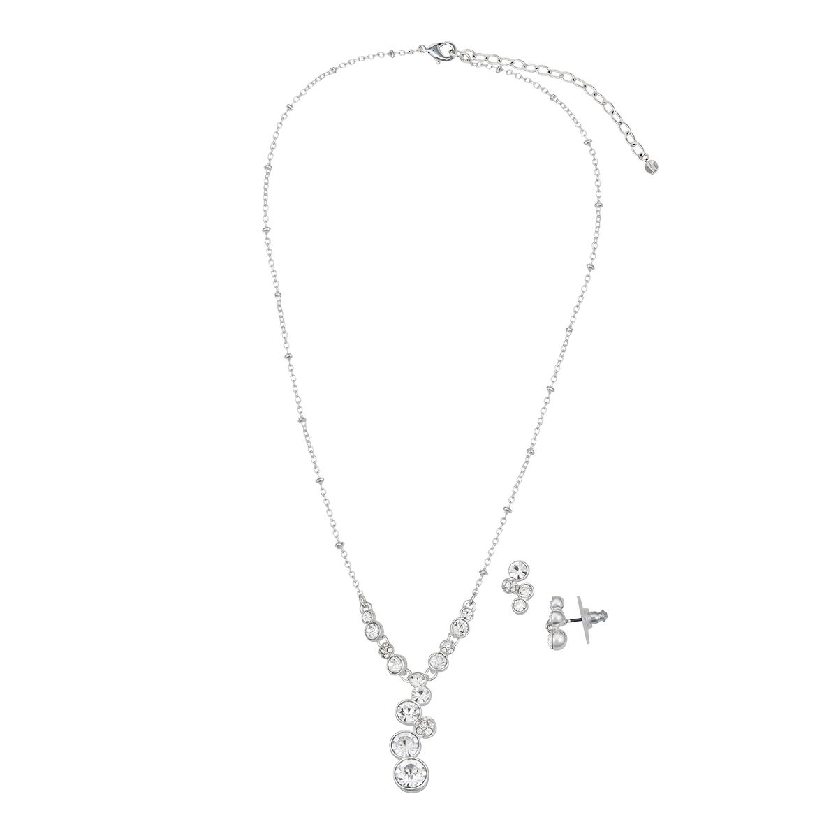 Set Collar Corto Cadena Sencilla con Aretes Tipo Botón Formas Circulares Napier