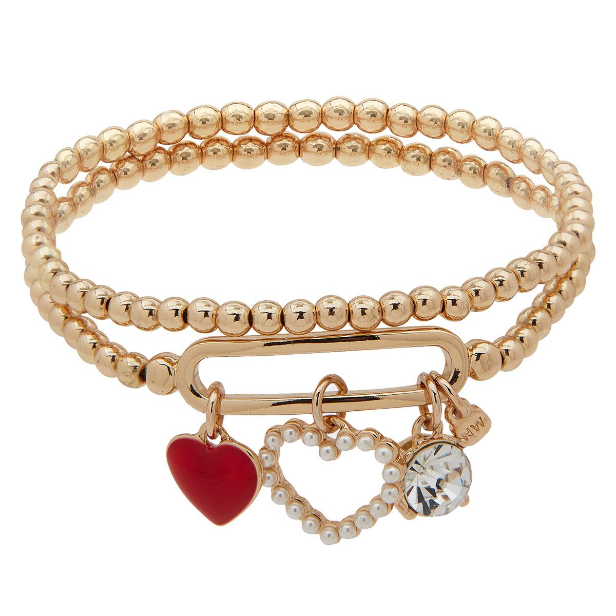 Pulsera Tipo Strech con Dijes de Corazón Nine West
