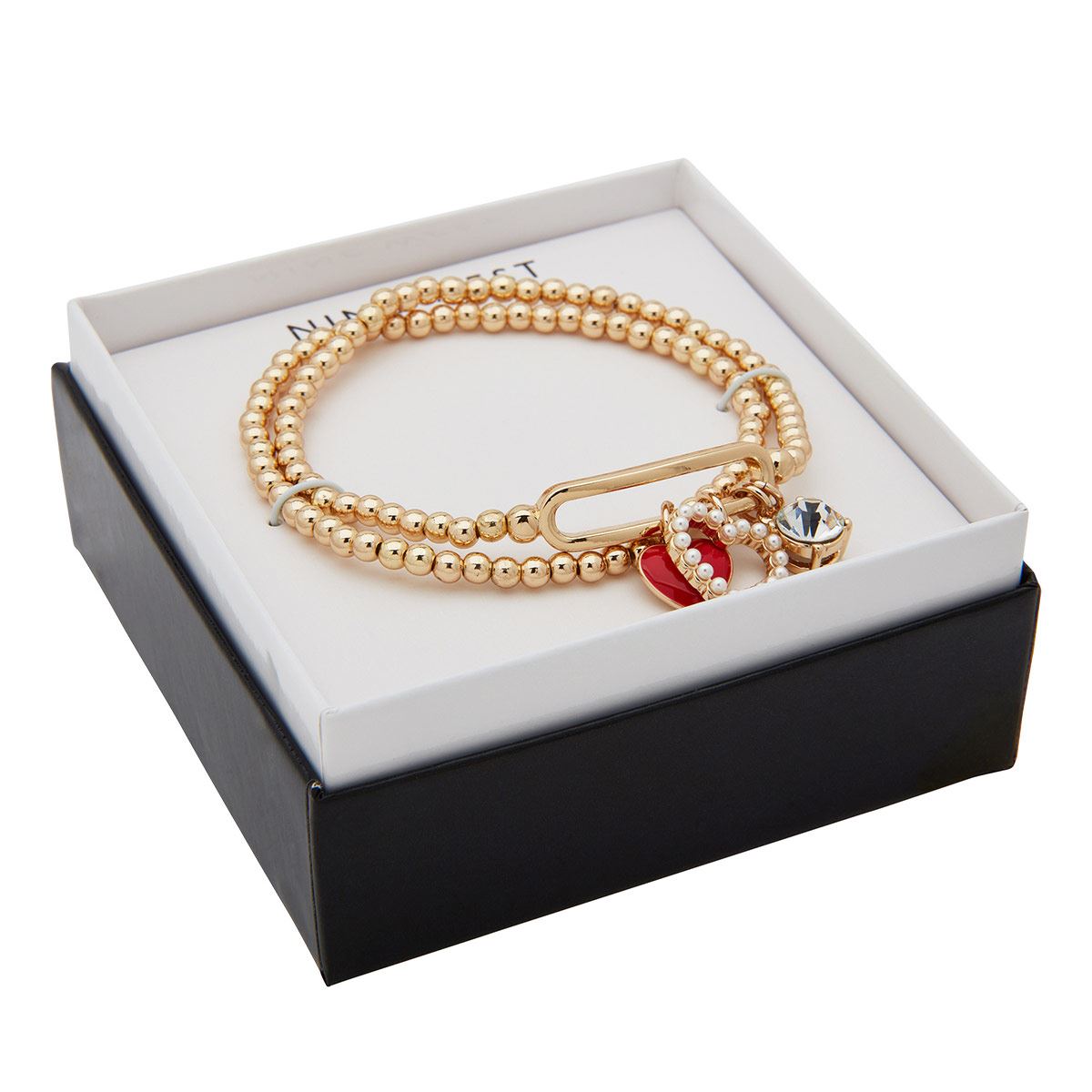 Pulsera Tipo Strech con Dijes de Corazón Nine West