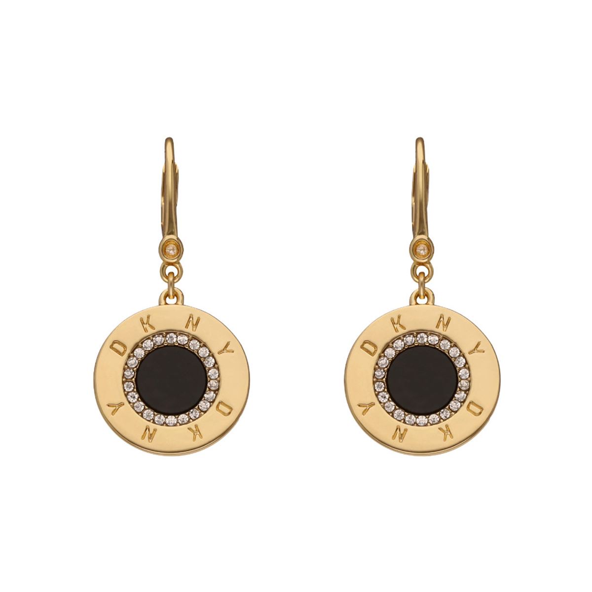 Aretes Colgantes con Detalles de Resina Color Negro DKNY