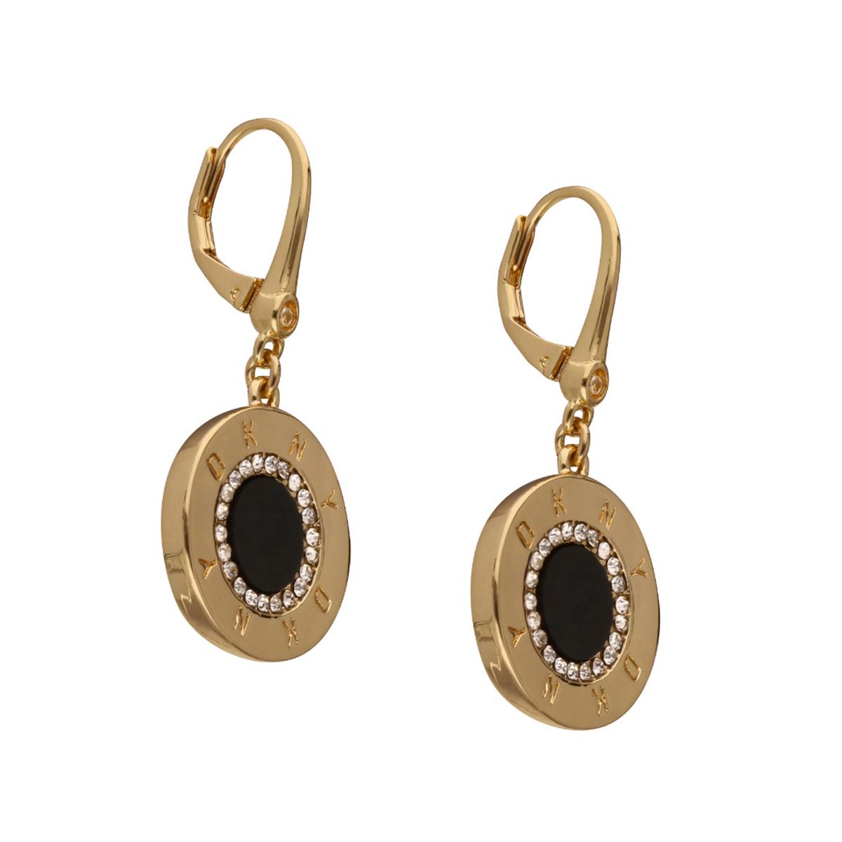 Aretes Colgantes con Detalles de Resina Color Negro DKNY