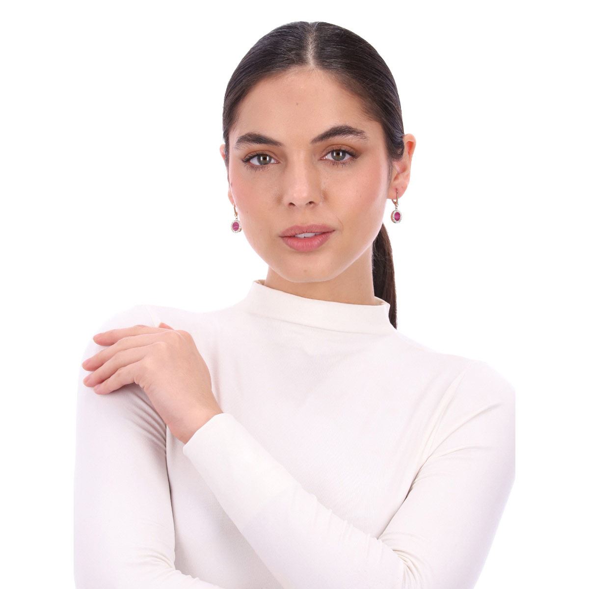 Aretes Colgantes Detalles de Resina Rosa DKNY