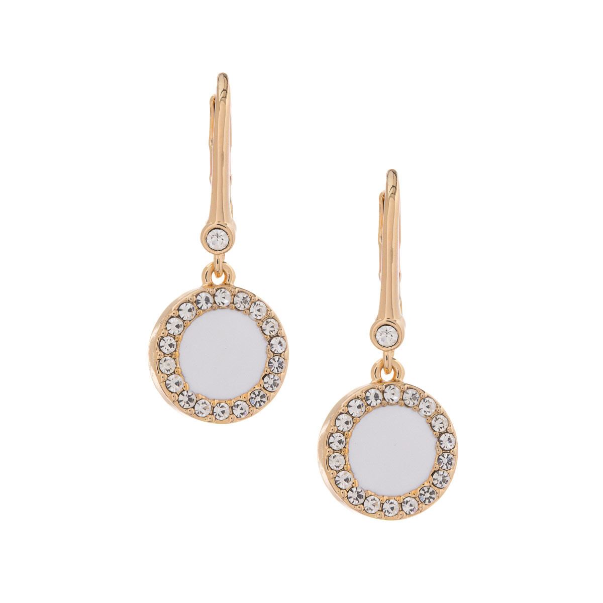 Aretes Colgantes Detalles de Resina Blanca DKNY
