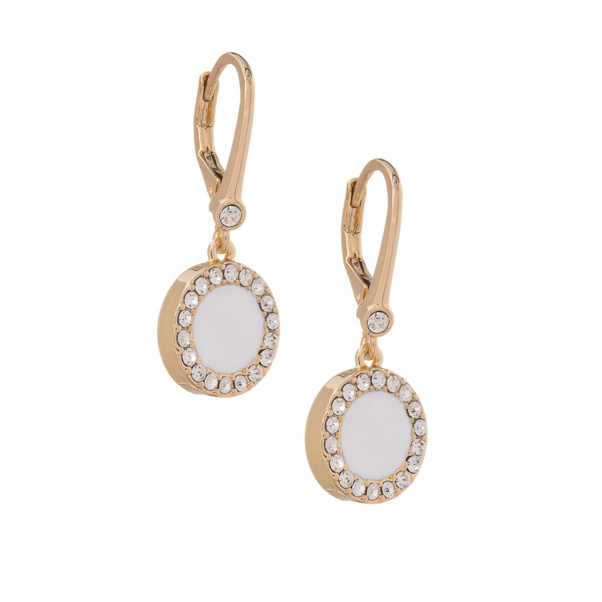 Aretes Colgantes Detalles de Resina Blanca DKNY