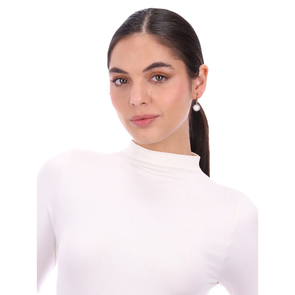 Aretes Colgantes Detalles de Resina Blanca DKNY