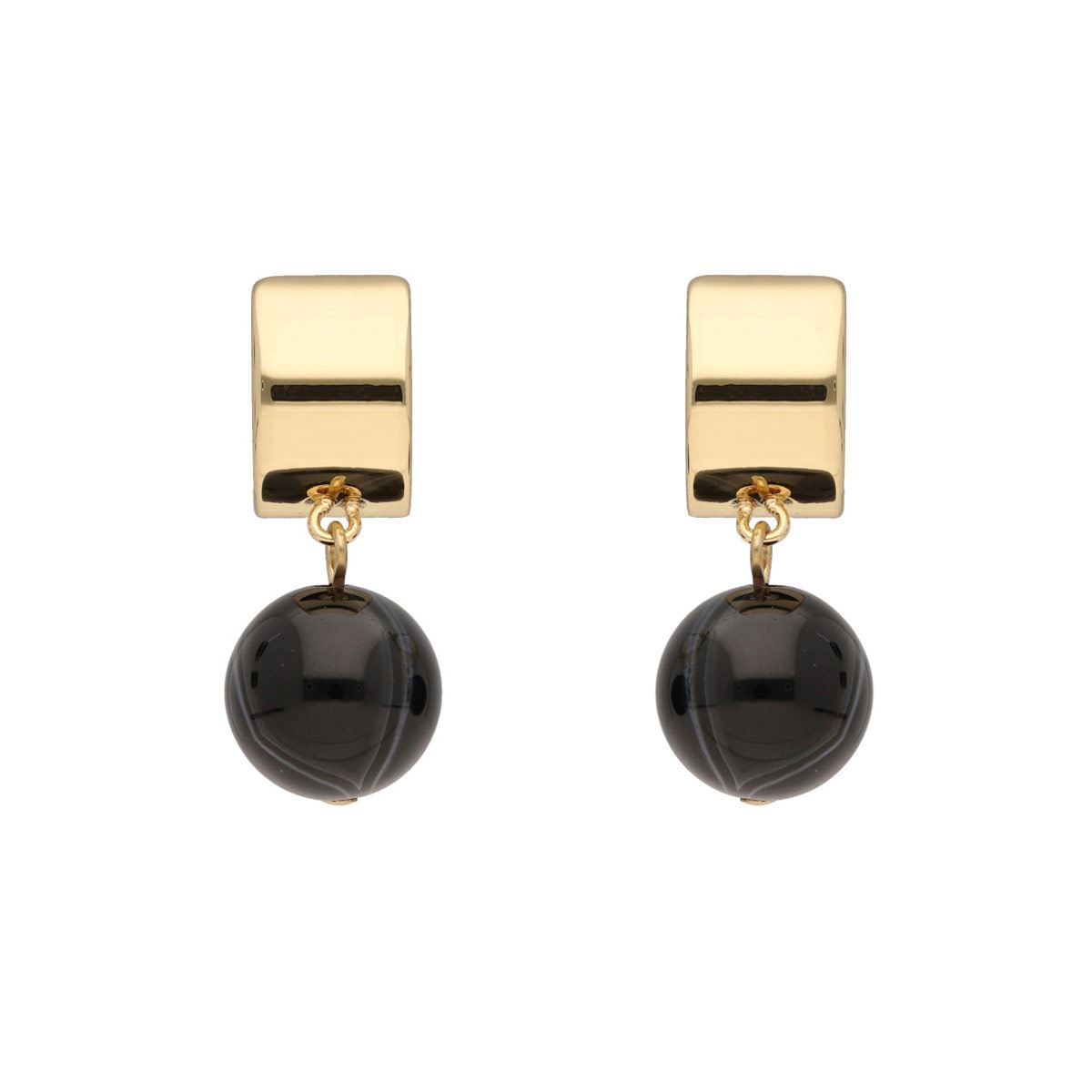 Aretes Colgantes Detalles de Resina Negra DKNY