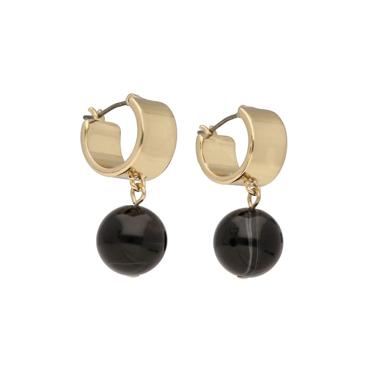 Aretes Colgantes Detalles de Resina Negra DKNY