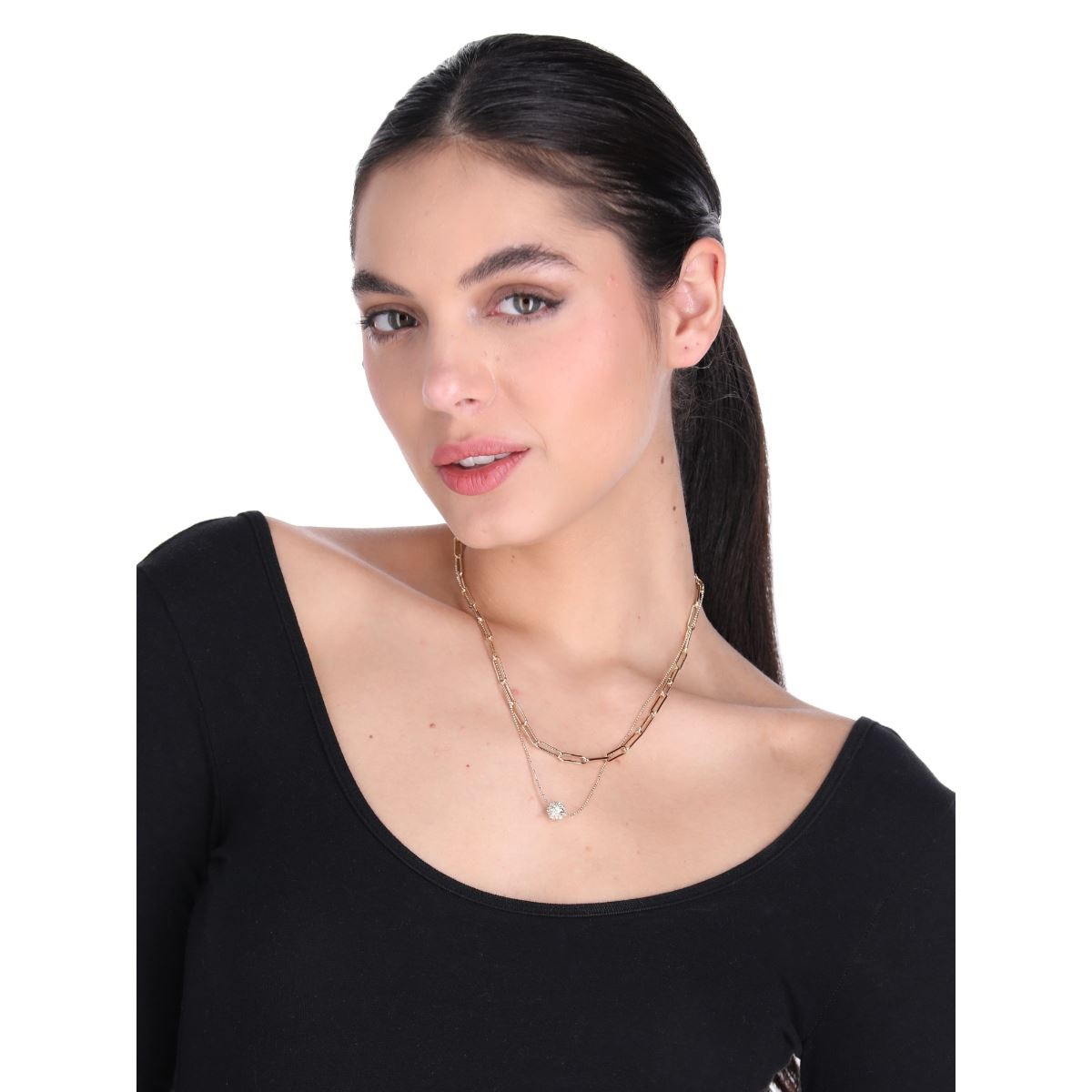 Collar Niveles Tipo Cadena con Incrustaciones de Cristal Nine West