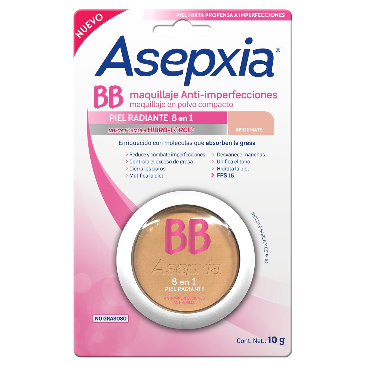 Maquillaje BB Polvo E&#47;6 FPS 15 Beige Mate 10 G Asepxia