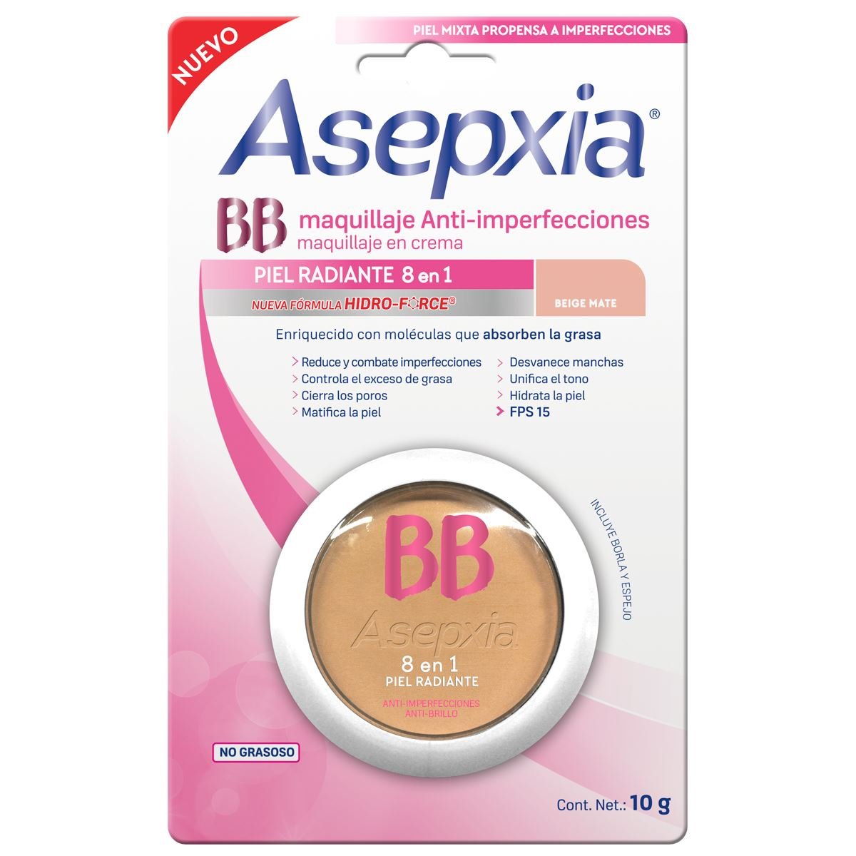 Maquillaje BB Crema E&#47;6 FPS 15 Beige Mate 10 G Asepxia
