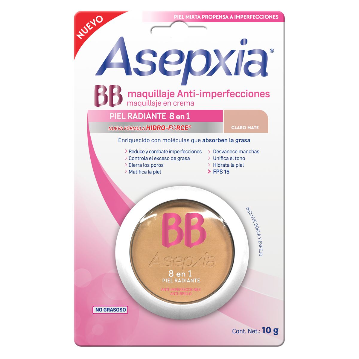 Maquillaje BB Crema E&#47;6 FPS 15 Claro Mate 10 G Asepxia