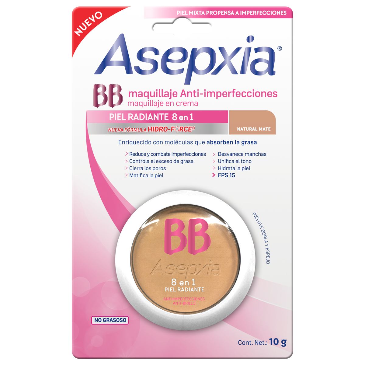Maquillaje BB Crema E&#47;6 FPS 15 Natural Mate 10 G Asepxia
