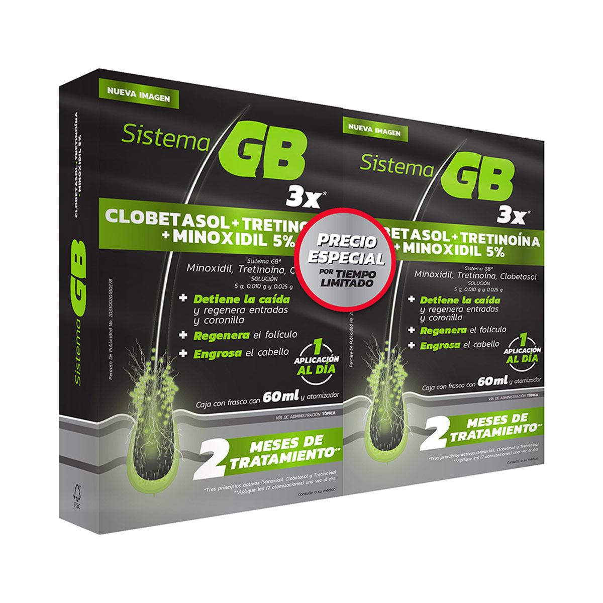 Pack 2x1 Sistema GB Solución Alopecia 60ml
