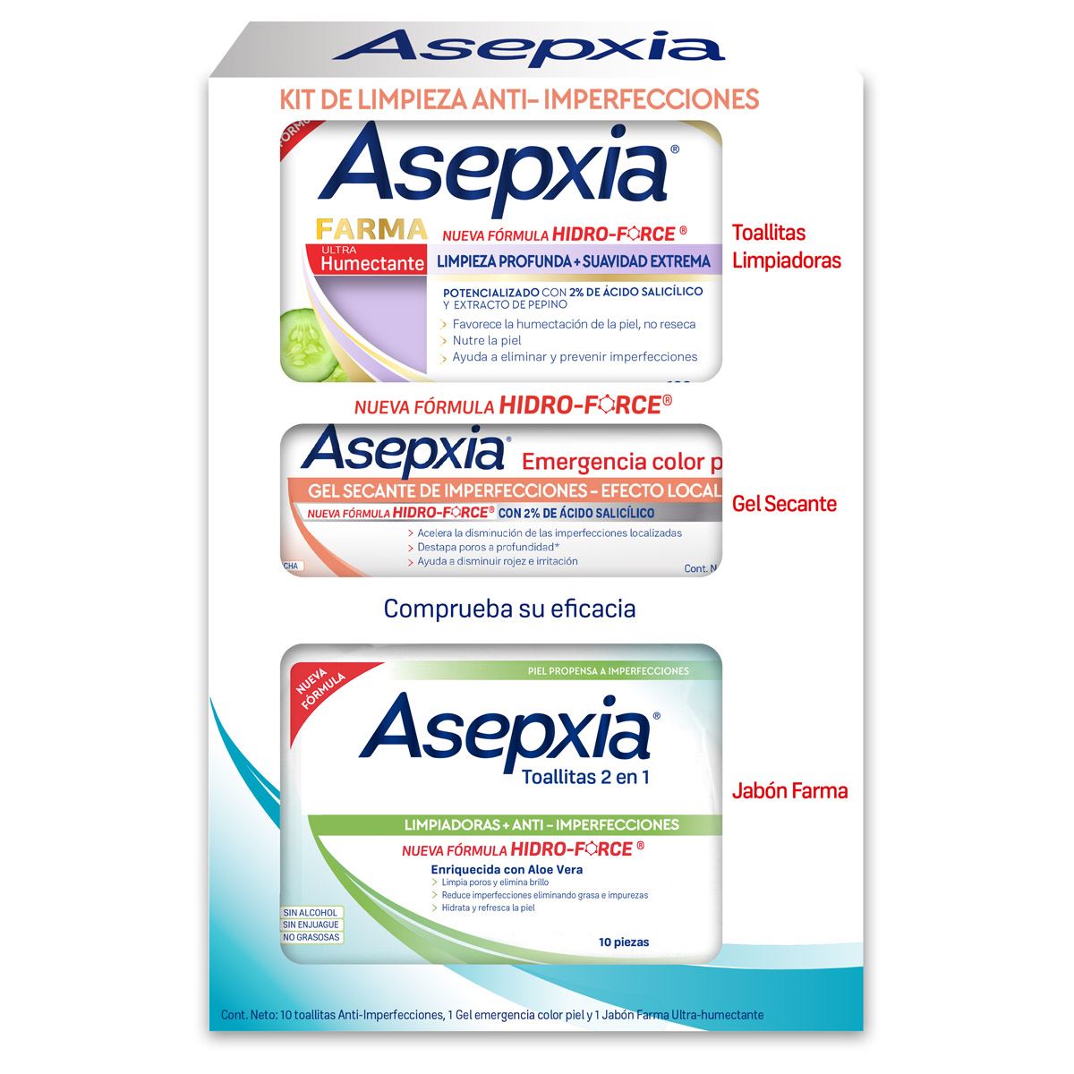 Asepxia Sistema Limpiador Jabón Toalla Gel