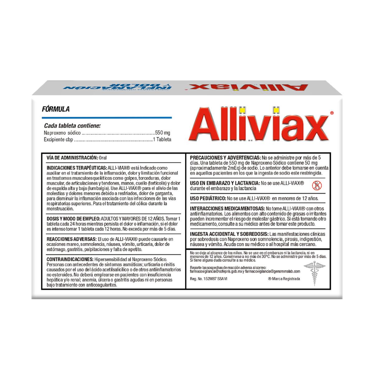 Alliviax 20 tabletas 550 mg