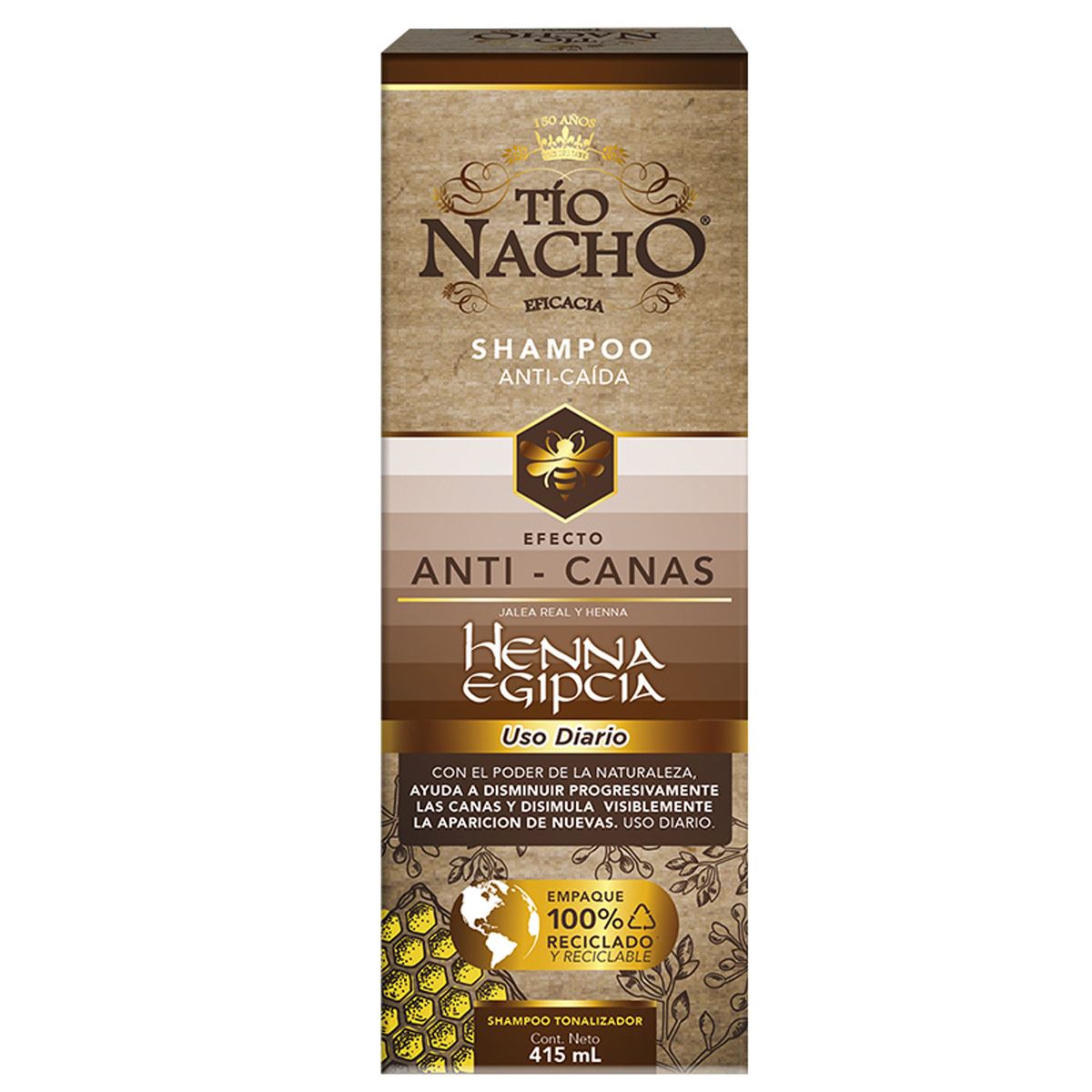 Shampoo anti canas c/henna egipcia 415ml Tío nacho