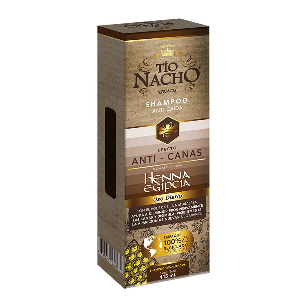 Shampoo anti canas c/henna egipcia 415ml Tío nacho