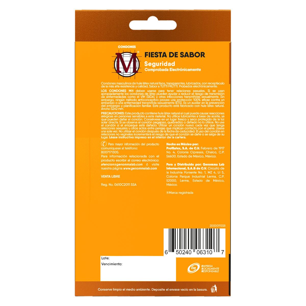 Condones M Fruti Fantástico 3pzas