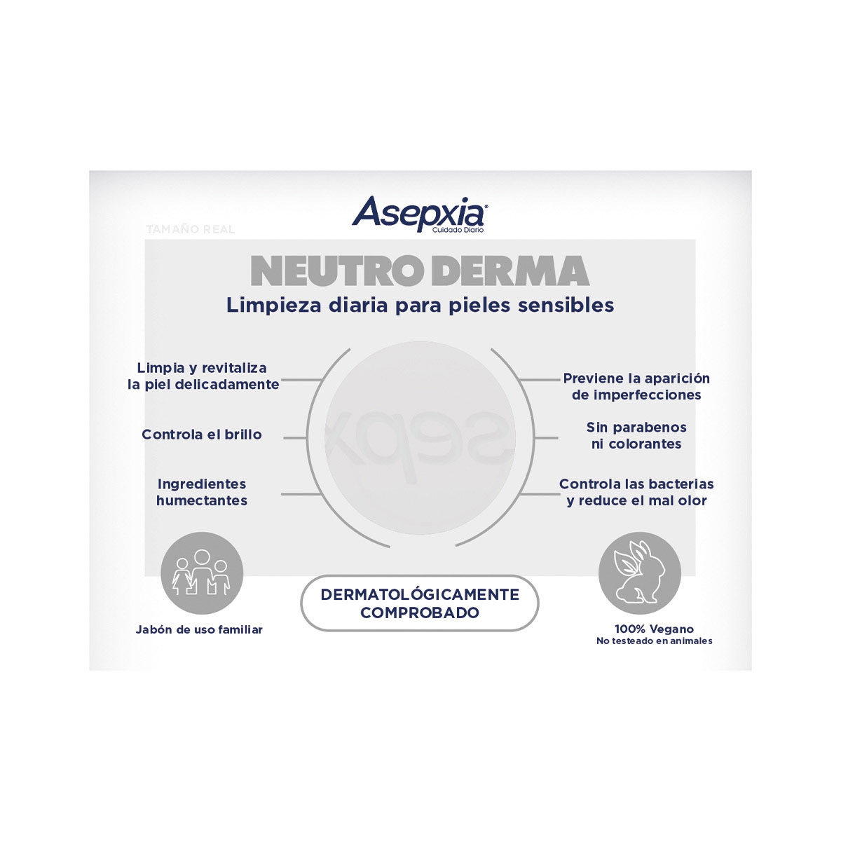 Jabón en Barra Neutro Derma 100 g Asepxia
