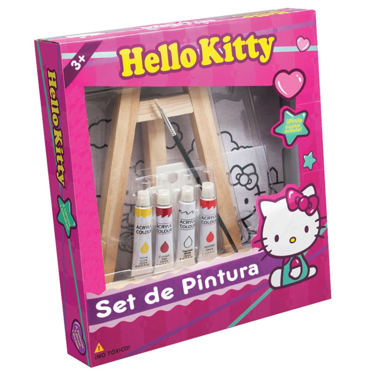 Set de Arte Hello Kitty: Lienzo con Caballete y Pinturas Acrilicas