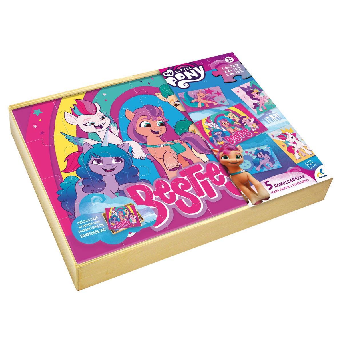 Rompecabezas 5 En 1 En Caja De Madera My Little Pony