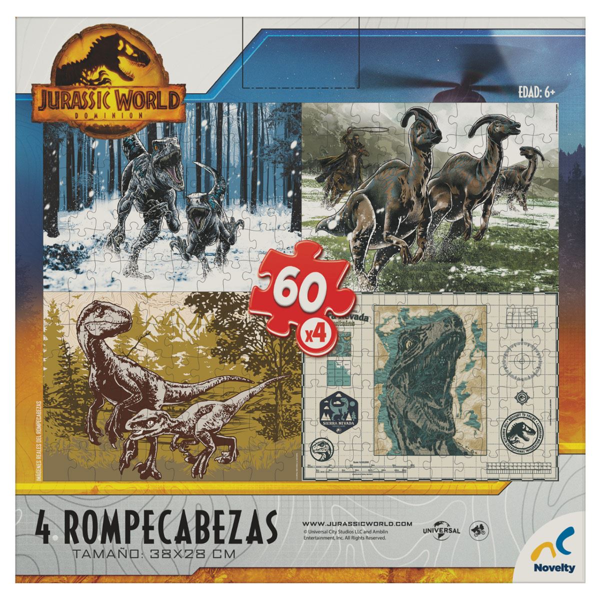 Rompecabezas 4 En 1 Jurassic World