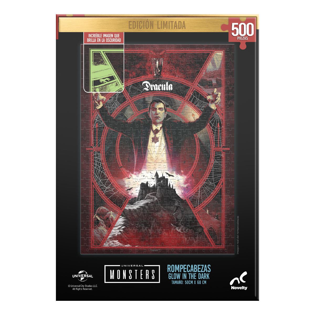 Rompecabezas Edición Limitada Monstruos Clásicos - Drácula Glow in the Dark 500 piezas
