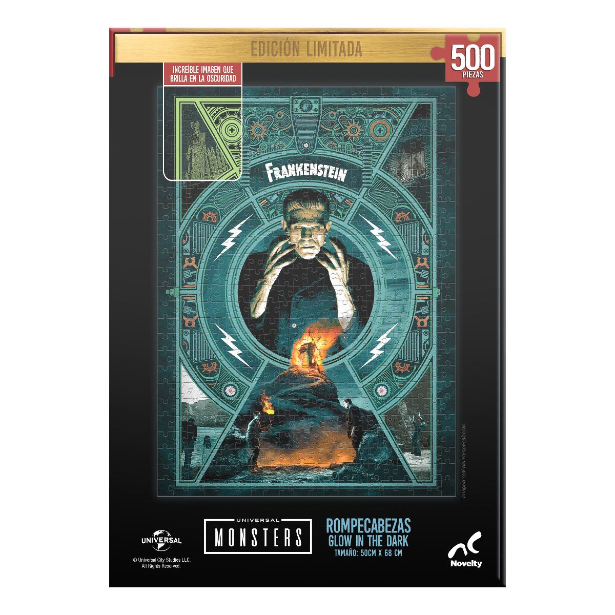 Rompecabezas Edición Limitada Monstruos Clásicos - Frankenstein Glow in the Dark 500 piezas