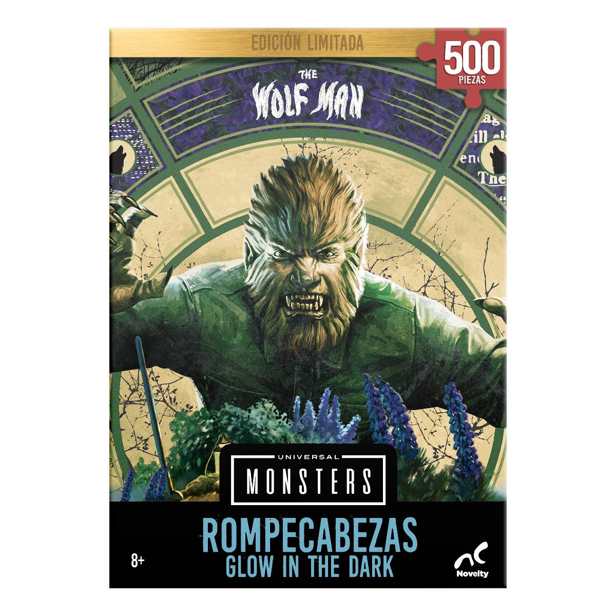 Rompecabezas Edición Limitada Monstruos Clásicos - Hombre Lobo Glow in the Dark 500 piezas