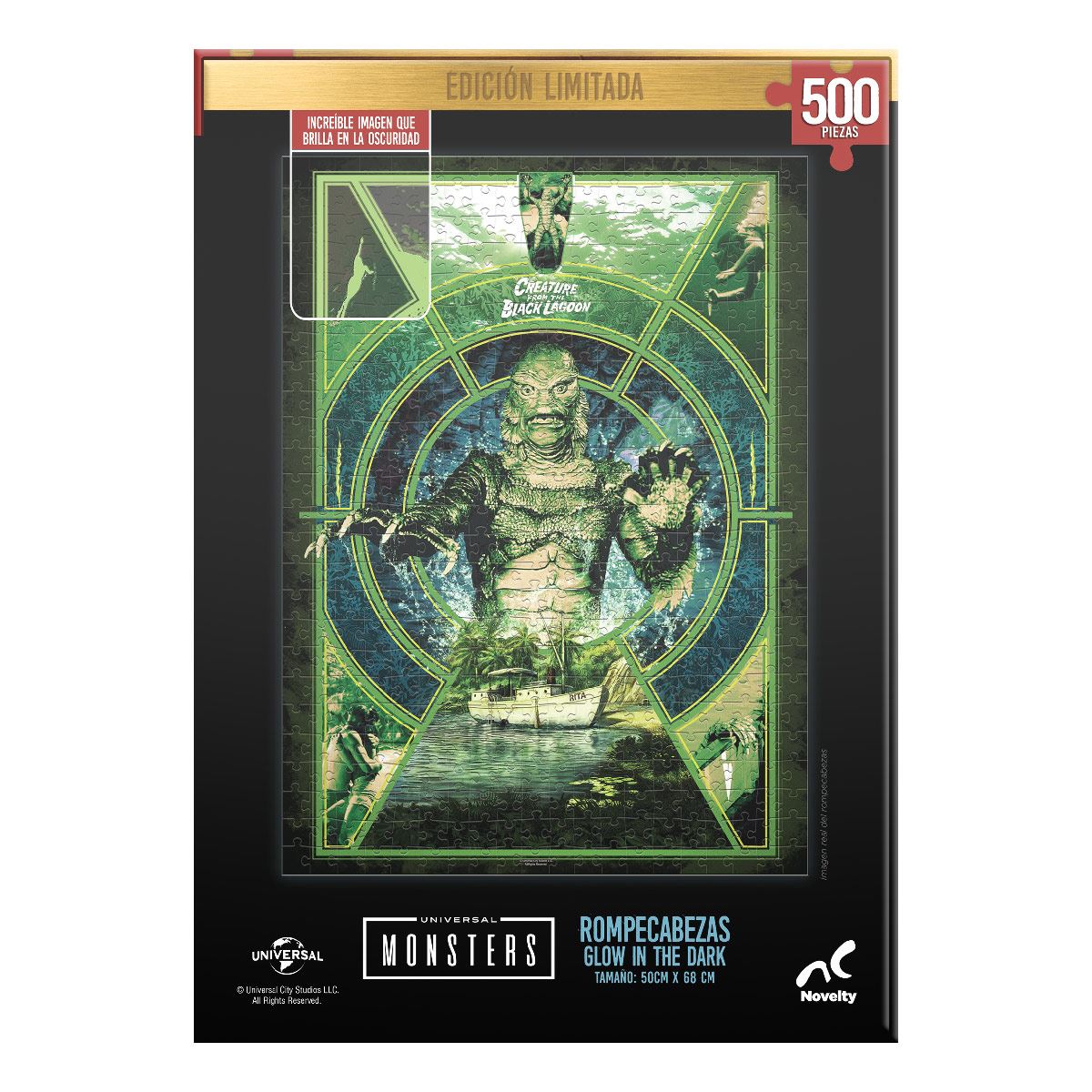 Rompecabezas Edición Limitada Monstruos Clásicos Glow in the Dark Laguna Negra 500 piezas