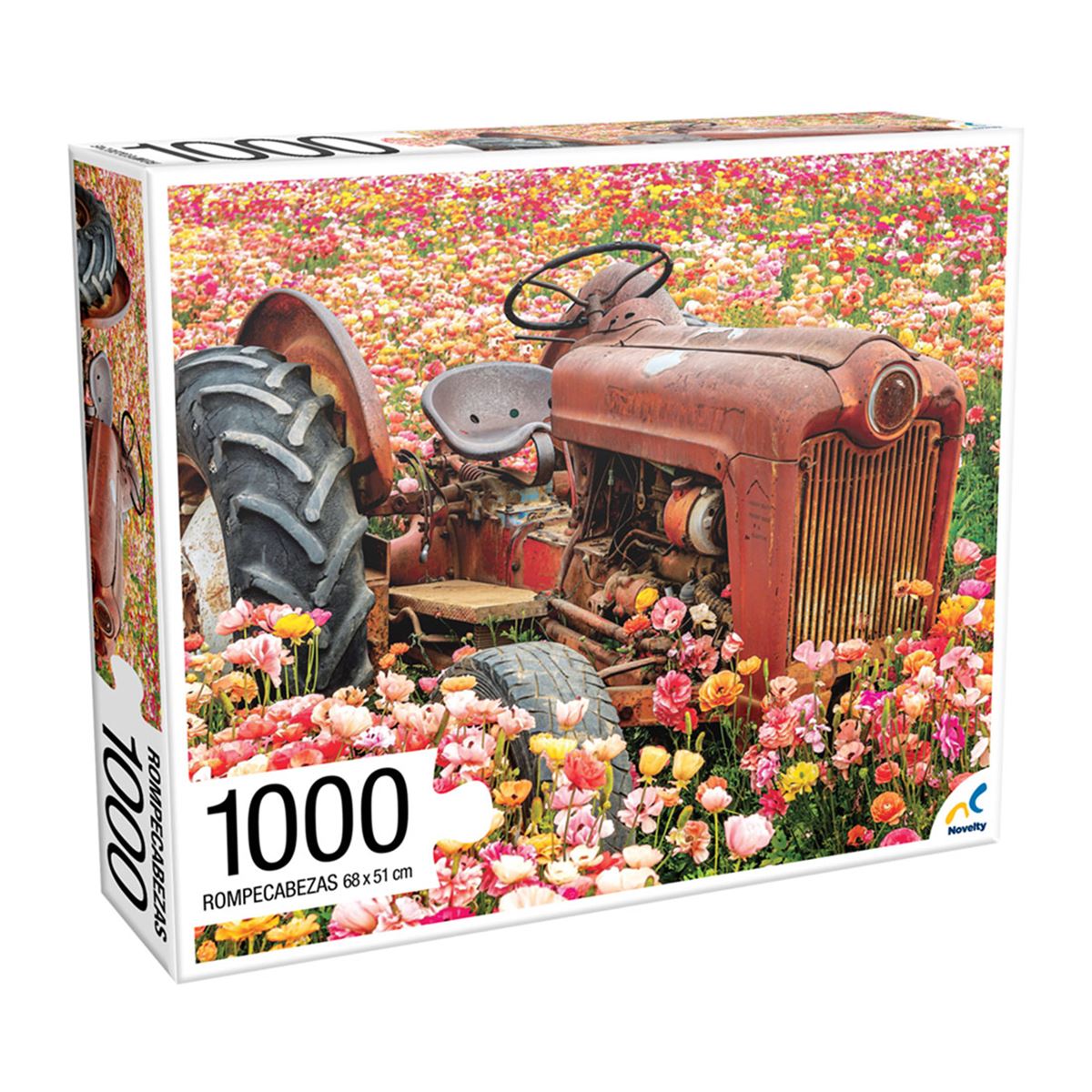 Rompecabezas Adulto Tractor en Flores 1000 piezas