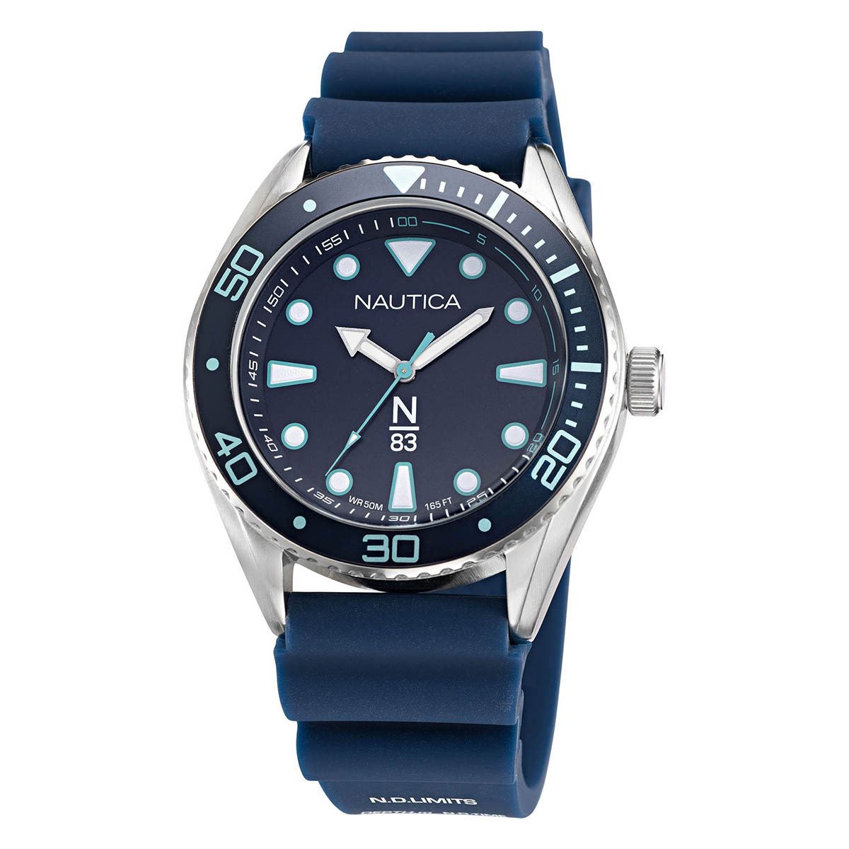 Nautica Finn World N83 NAPFWS301 Orologio Uomo 45mm - Plastica Tide, Quadrante Bianco, Cinturino PU Grano, Blu - 2