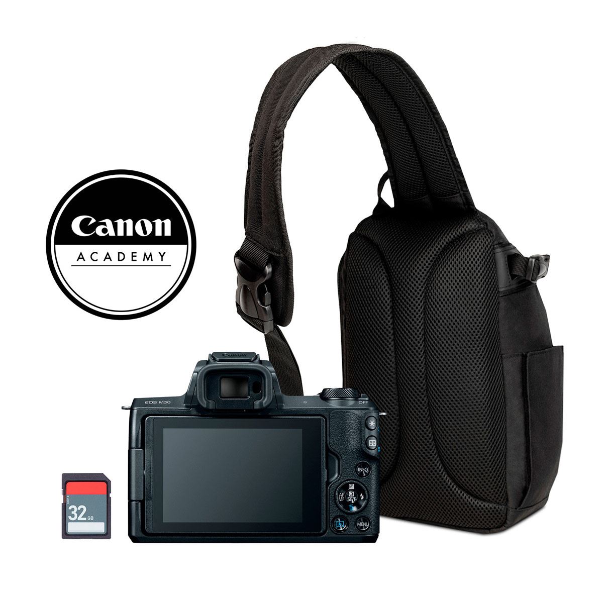 Cámara Canon kit M50 Mark II EF-M 15-45 mm IS STM + Maleta 100S + SD 32GB+ Curso Online ABC Vlogger