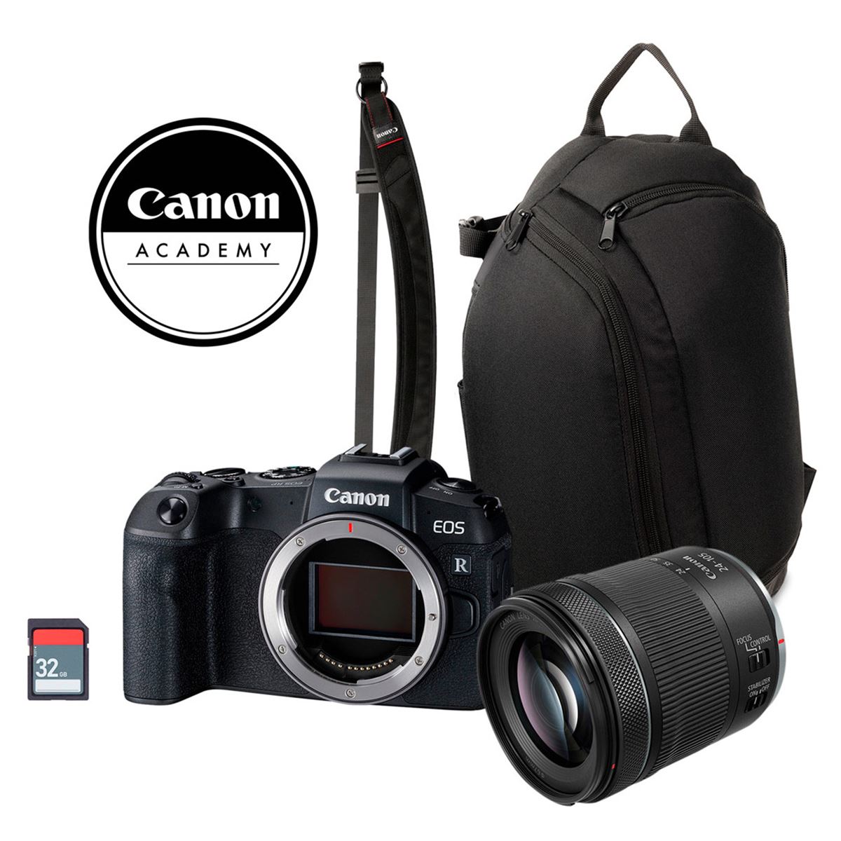Cámara Canon kit RP RF24-105mm F4-7.1 IS STM + Maleta 100S + Correa NS-EN110 + SD 32GB + Curso Online ABC Composición