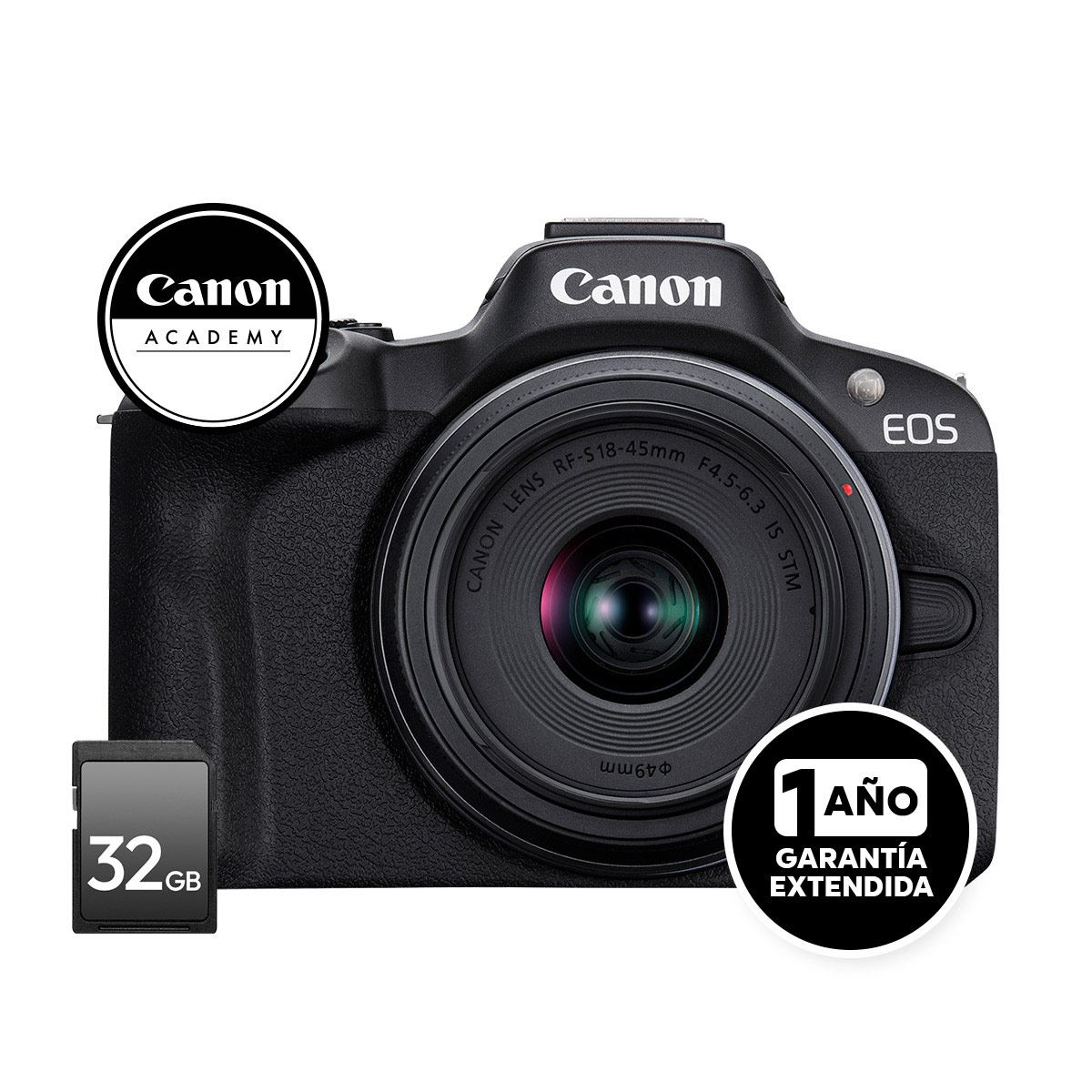 Cámara Canon R50 18-45 + SD32G + Online Academy Vlogger+ G Ext