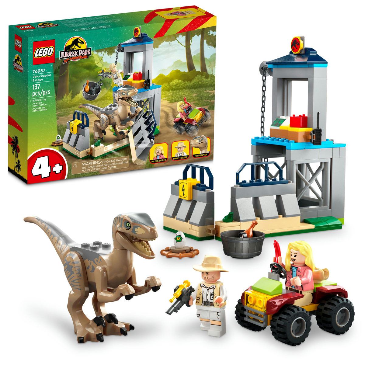 Set de juguetes de construcción LEGO Jurassic Park 76957 Escape del Velocirraptor (137 piezas)