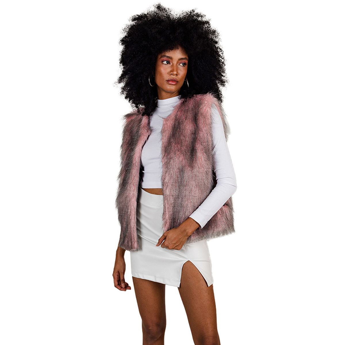Chaleco De Peluche Zuio Rosa Para Mujer