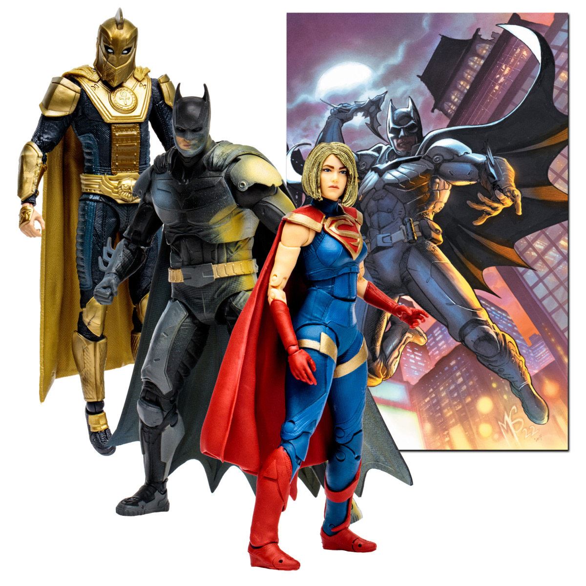 3 Pack Figuras de colección 7" Batman, Dr. Fate y Supergirl. Injustice 2