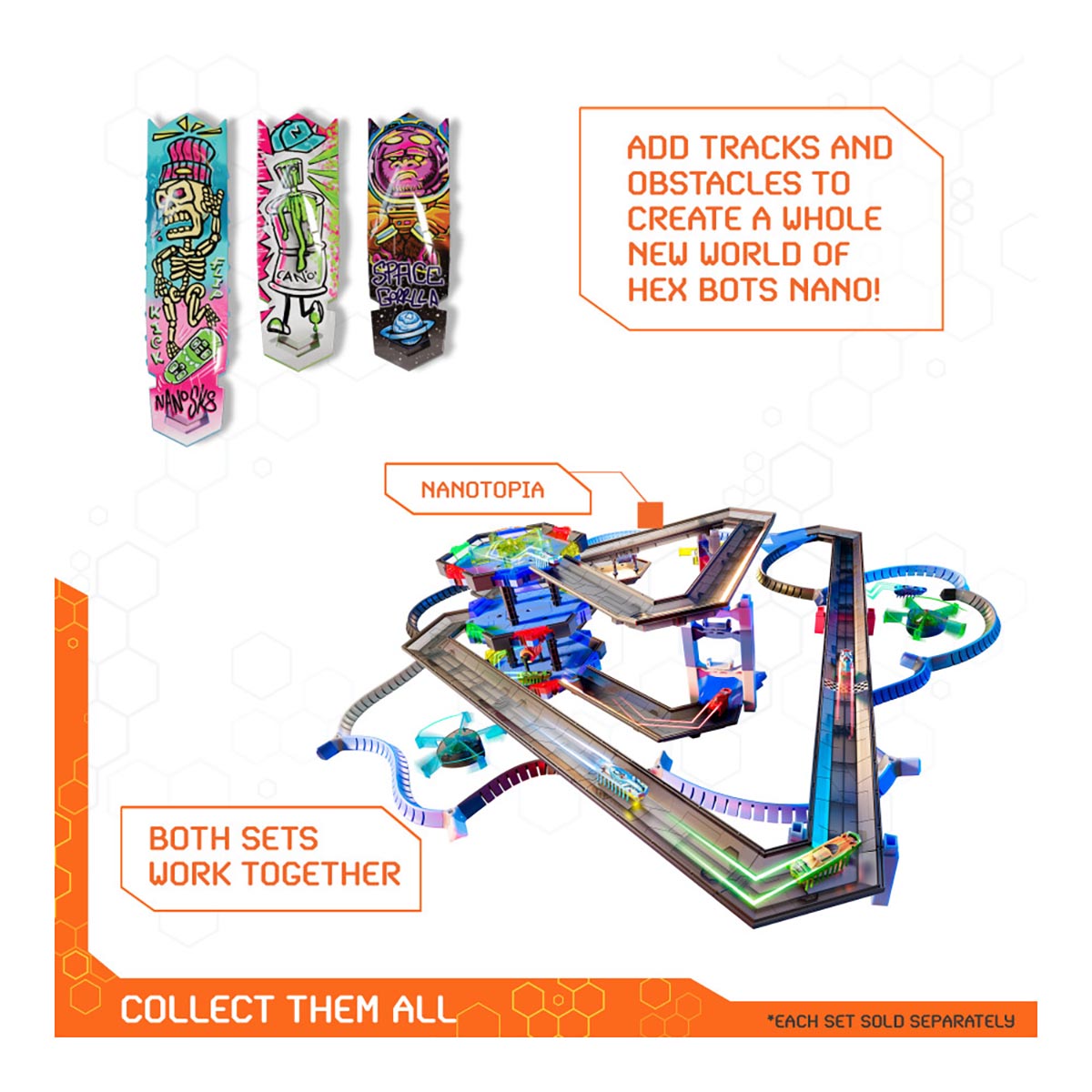 Set de Construcción Nano Land Hex Bots ¡Conecta y Construye tu Propio Circuito de Obstáculos!