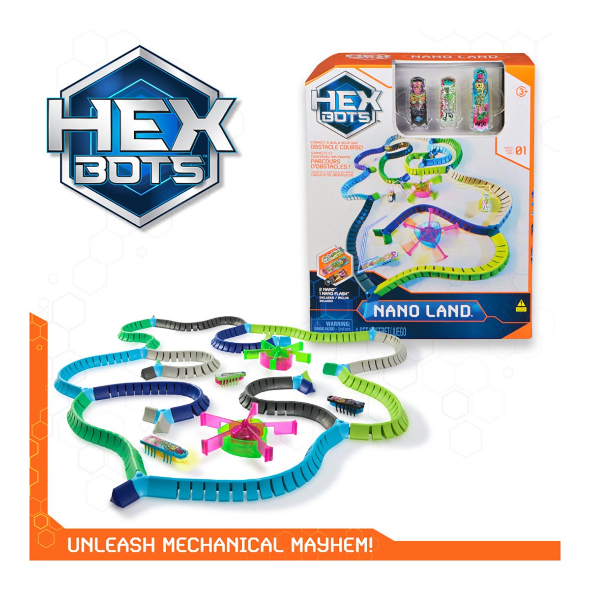 Set de Construcción Nano Land Hex Bots ¡Conecta y Construye tu Propio Circuito de Obstáculos!