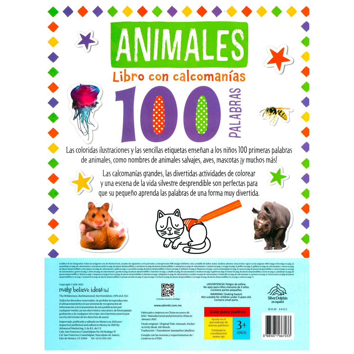 Libro calcomanías: 100 palabras animales