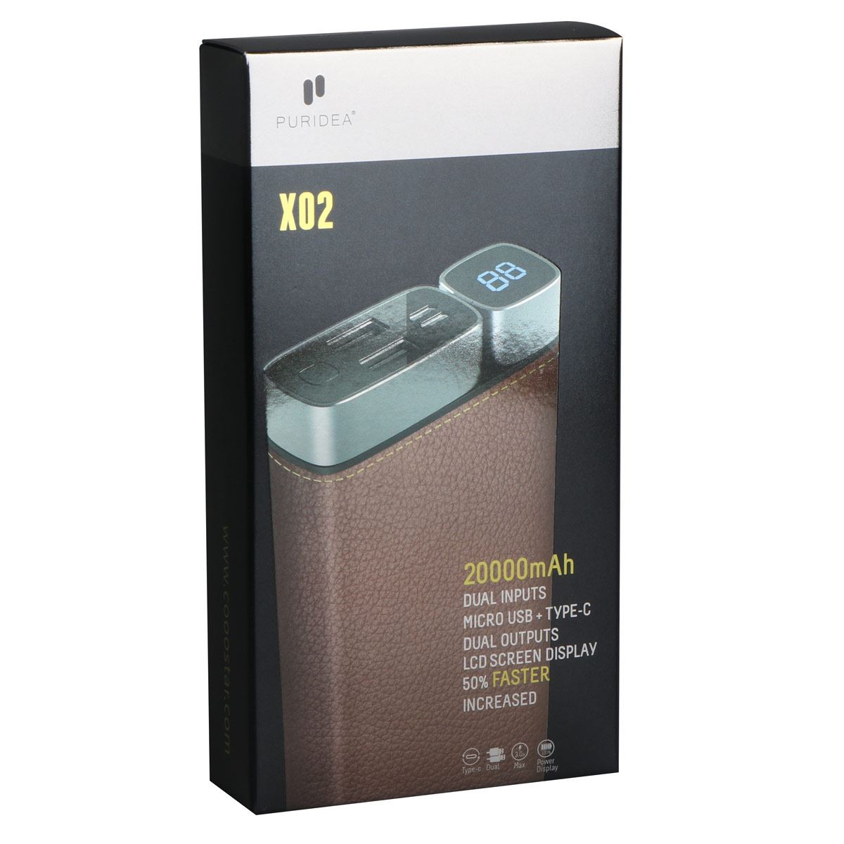 Batería Portátil 20000MAH Negro X02 Puridea