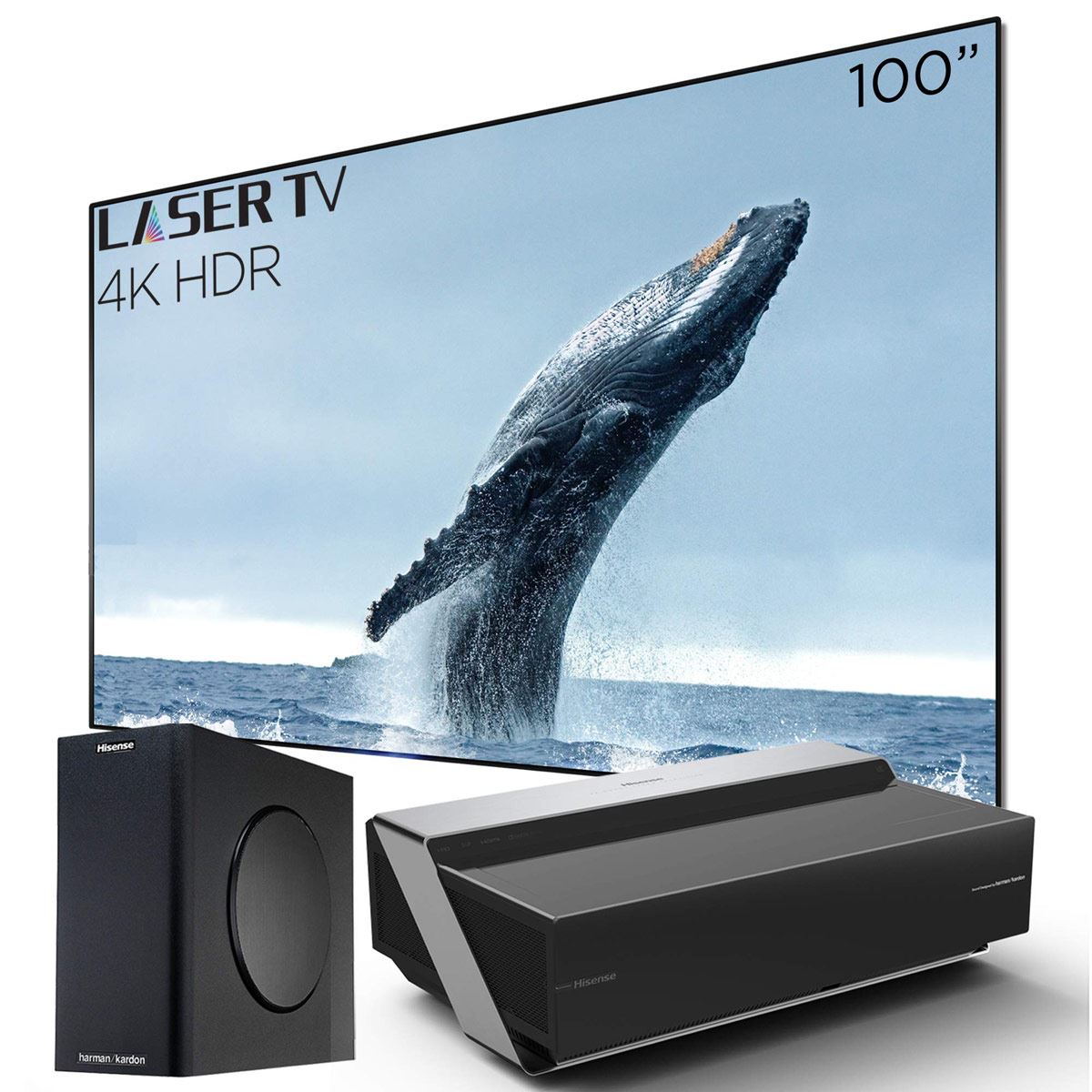 Proyector Láser TV 100″ 4K Ultra HD con Pantalla Fija Incluida