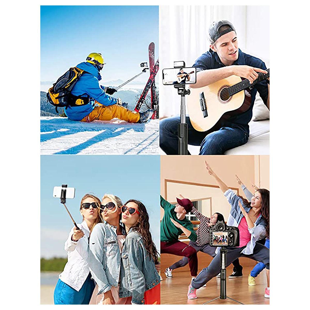 Selfie Stick Bluetooth con Flash y Tripié Geartek