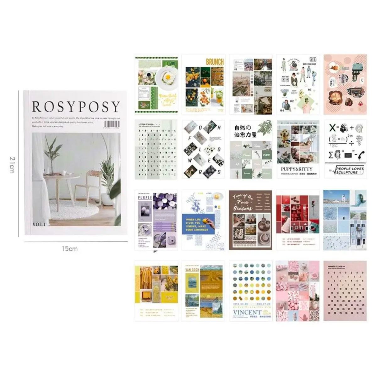 Rosy Posy Revista de Stickers Aesthetic Blanca
