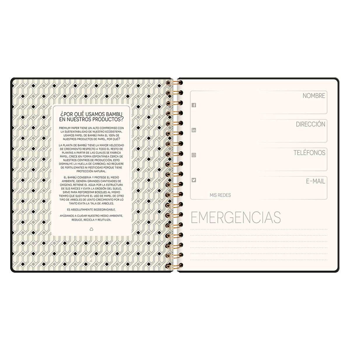 Agenda pu espiral cuaderno semanal verde menta