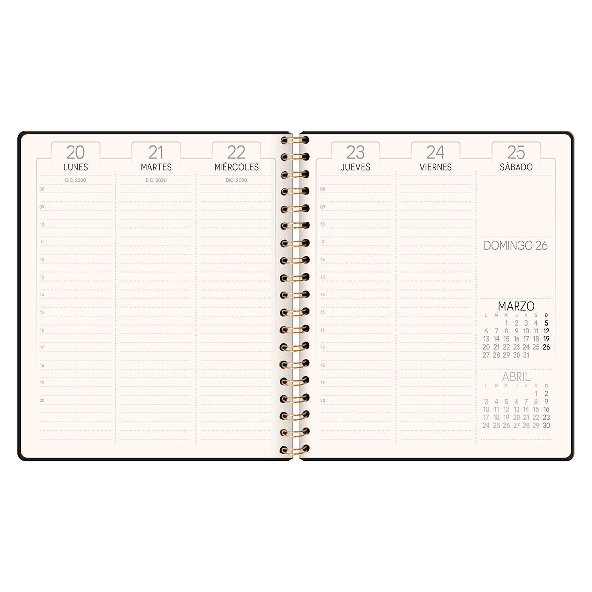 Agenda pu espiral cuaderno semanal verde menta